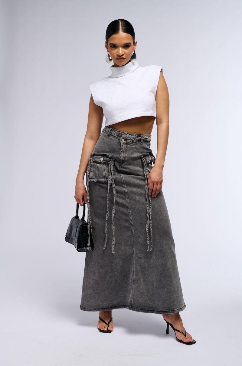 LOVE HATE THING DENIM MAXI SKIRT Product Image