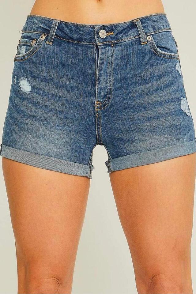 Mid Rise Cuffed Denim Shorts Product Image