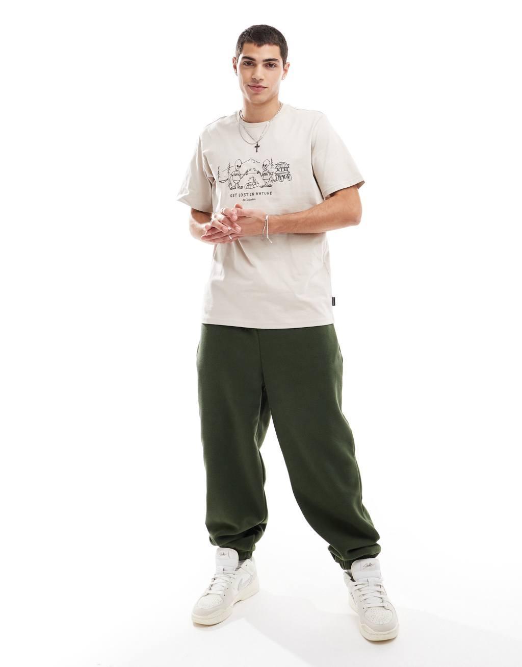 ASOS DESIGN oversized fleece sweatpants in green Product Image