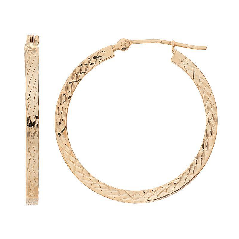 Forever 14K Textured Square Hoop Earrings, Womens, Gold Product Image