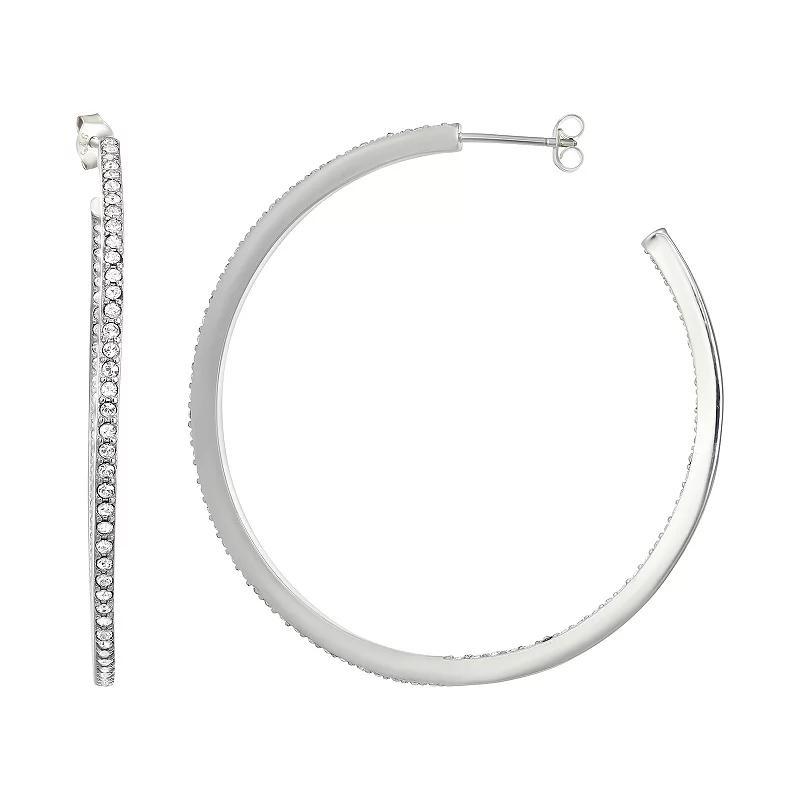 Forever Radiant Sterling Silver Crystal Post Hoop Earrings, Womens Product Image