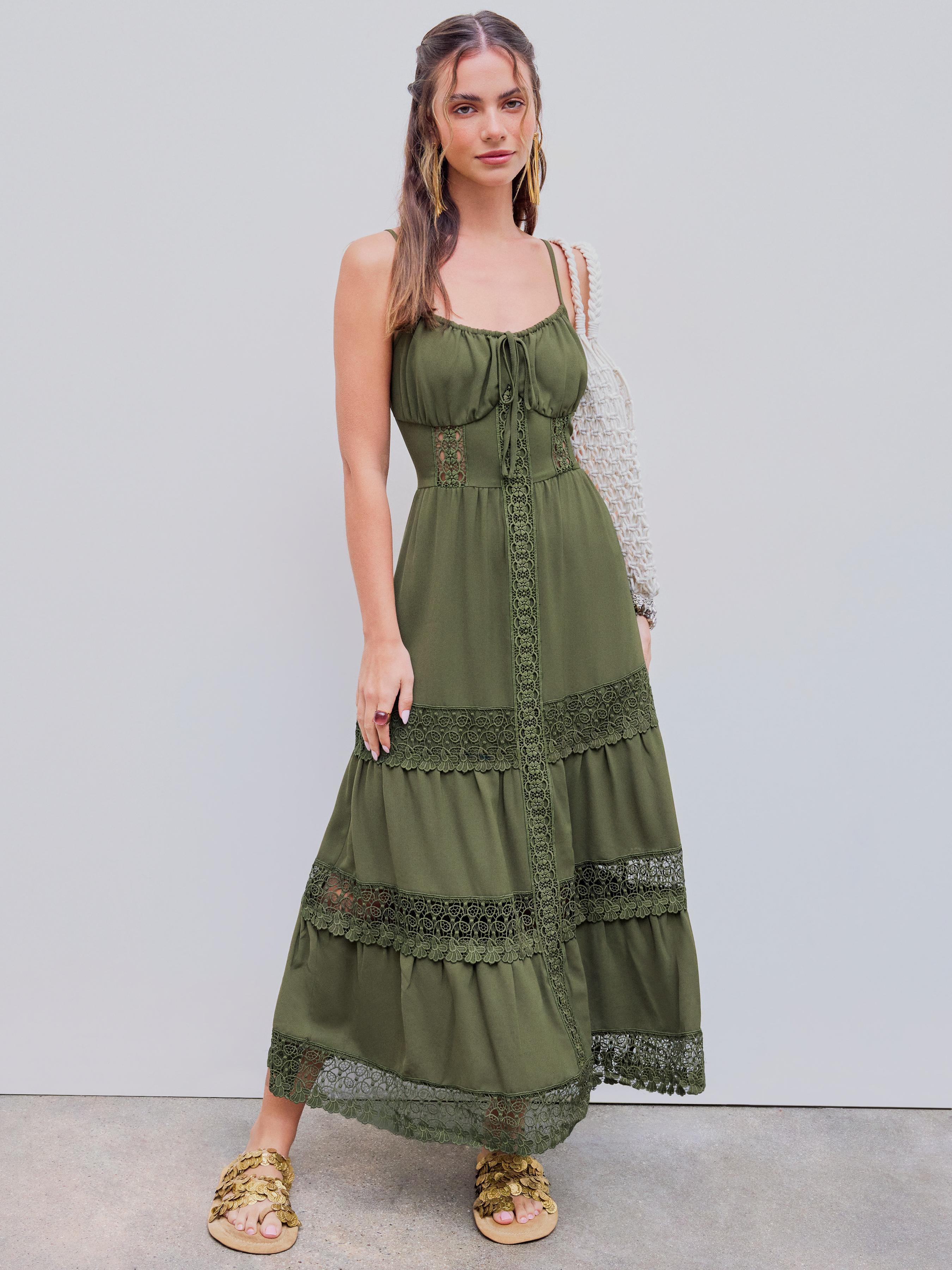 Lace Trim Tiered Cami Maxi Dress Product Image