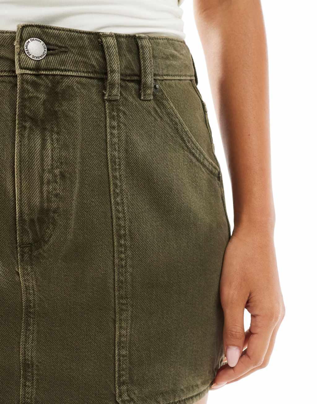 Stradivarius pocket detail mini skirt in khaki - part of a set Product Image