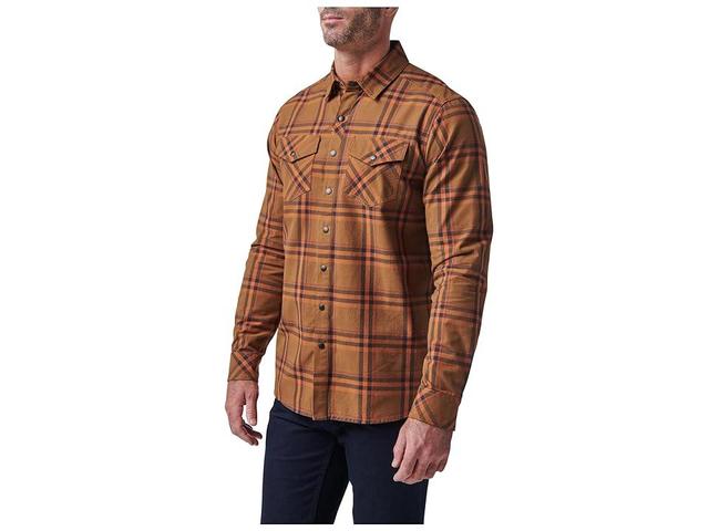 5.11 Tactical Gunner Plaid Long Sleeve (Roasted Barley Plaid) Men's Clothing Product Image