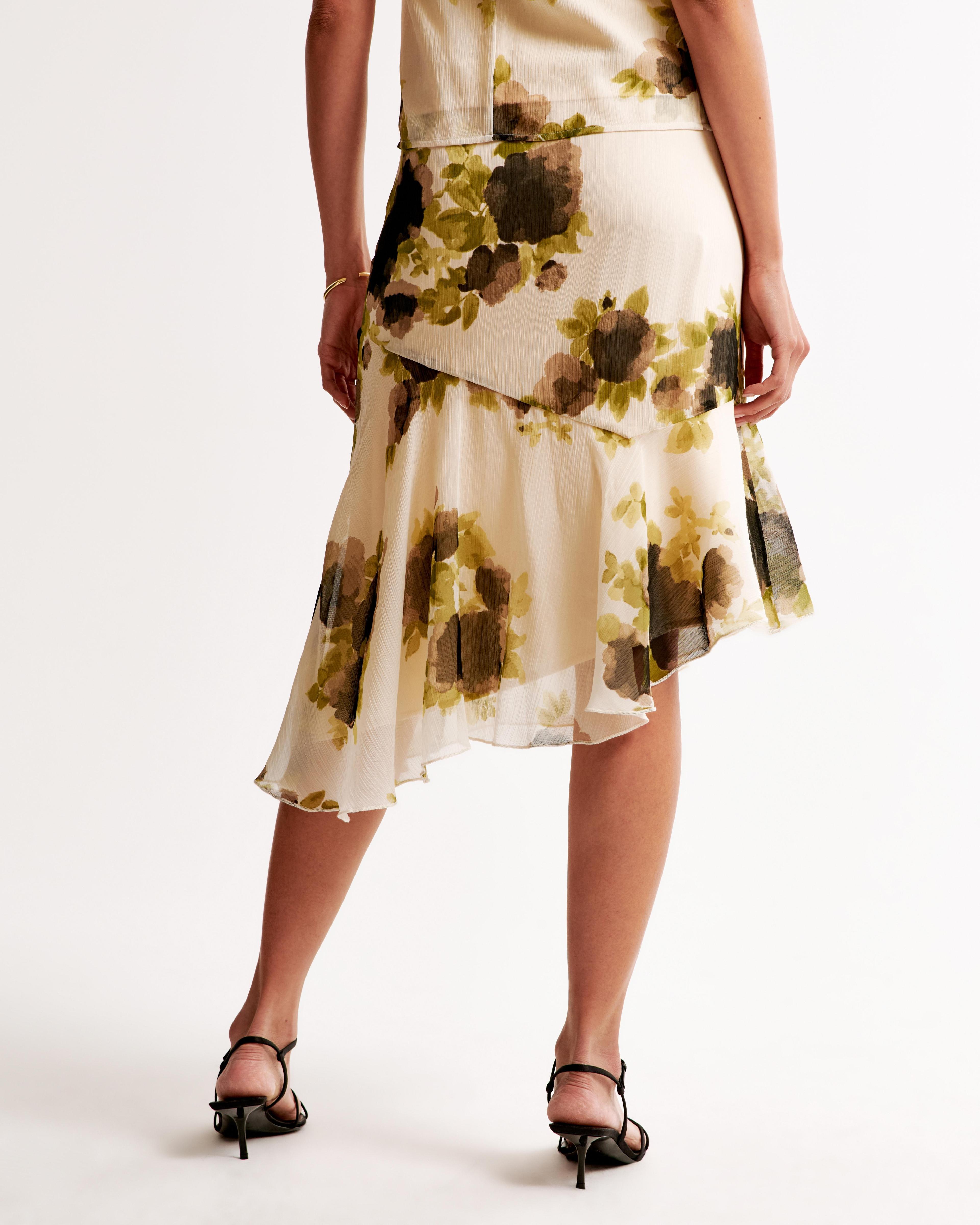 Crinkle Asymmetrical Midi Skirt Product Image