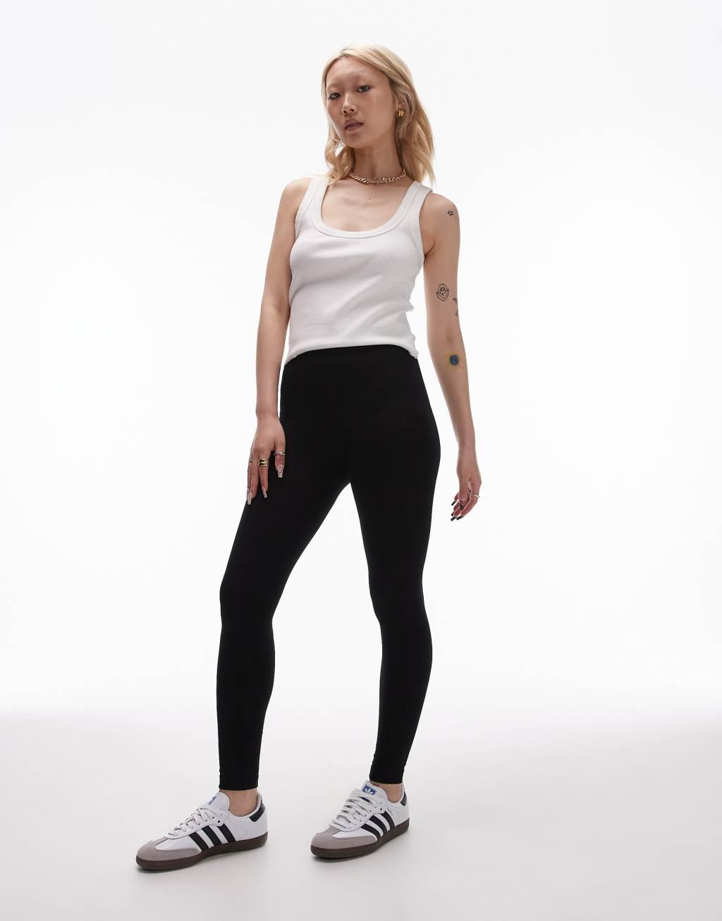 Topshop Petite basic ankle length legging in black Product Image