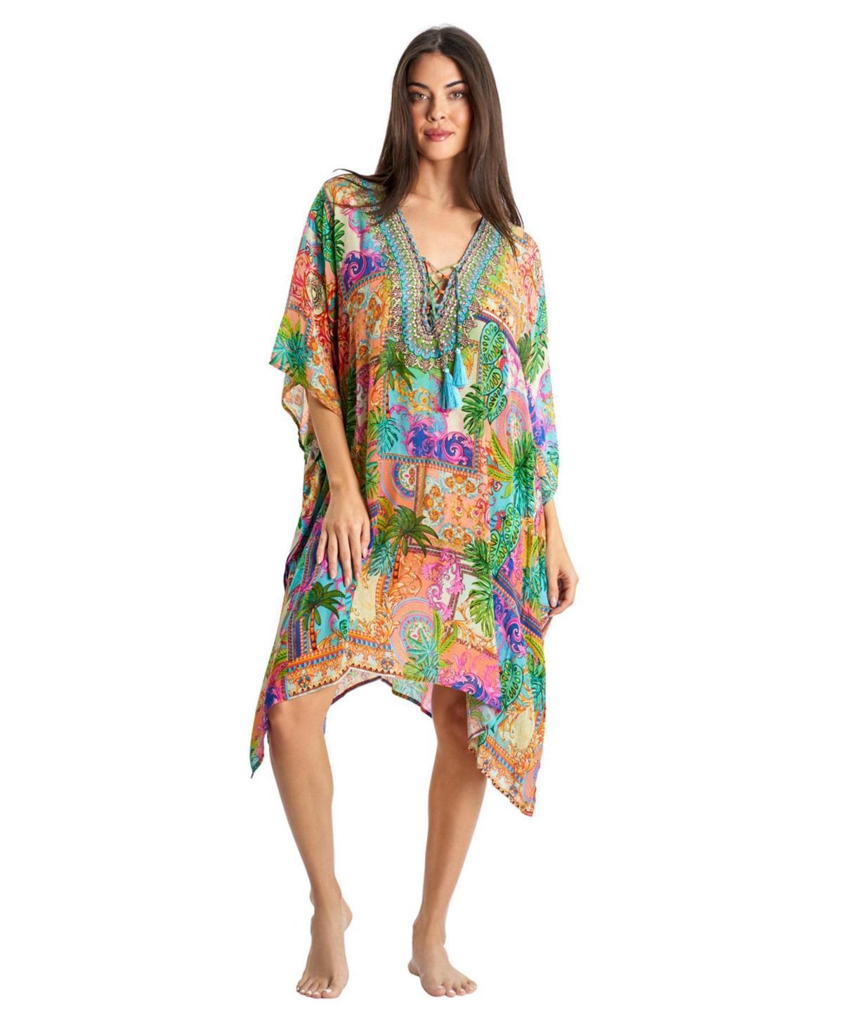 La Moda Clothing Womens V-neck Short Kaftan Dress Product Image