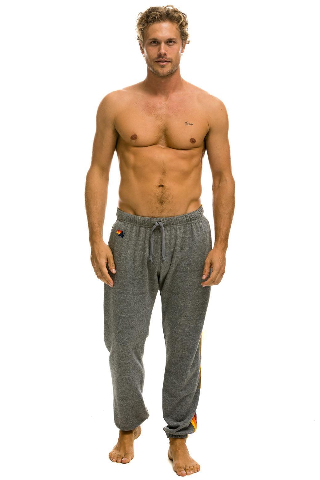 5 STRIPE SWEATPANTS - HEATHER GREY Male Product Image