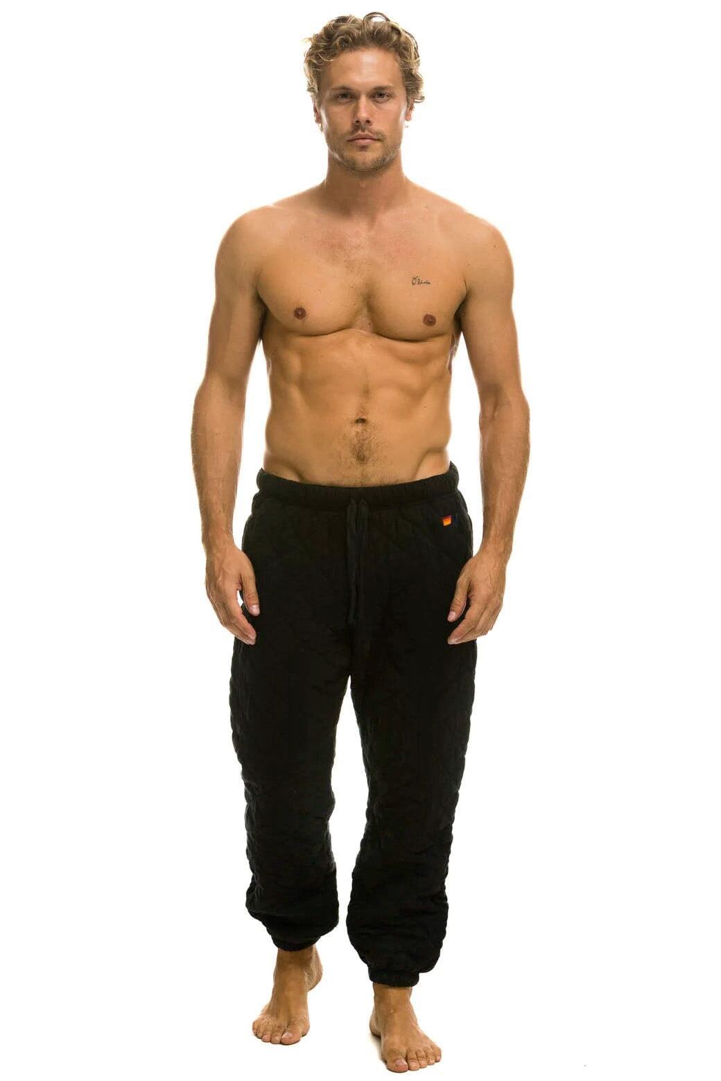 QUILTED SWEATPANTS - BLACK Male Product Image