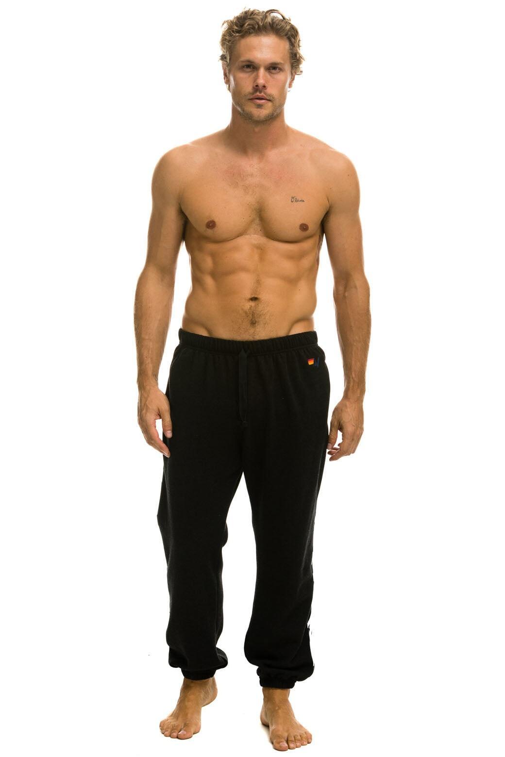 ZEBRA STRIPE SWEATPANTS - BLACK // ZEBRA Male Product Image