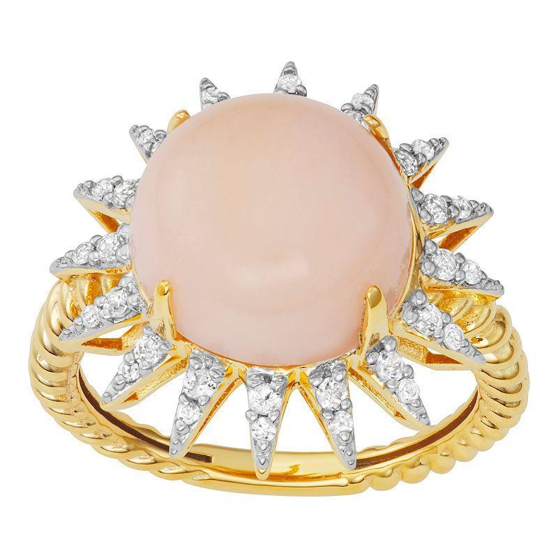 Jewelexcess 14k Gold Over Silver Opal & White Topaz Ring, Womens 14k Gold Plated Product Image