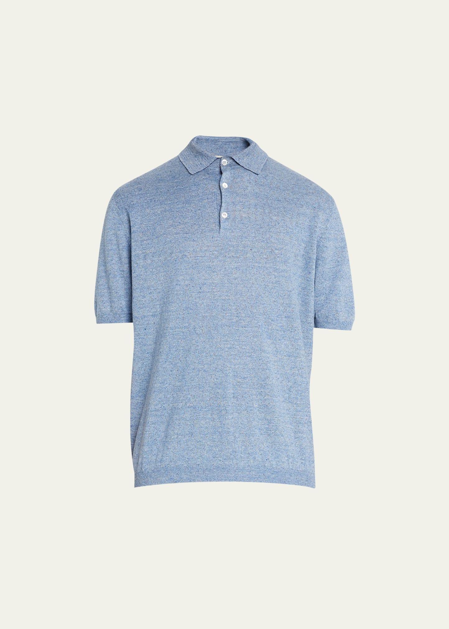 Mens Short Sleeve Linen Polo Shirt Product Image