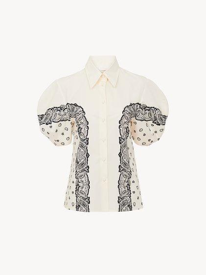 Balloon-sleeve printed shirt Product Image