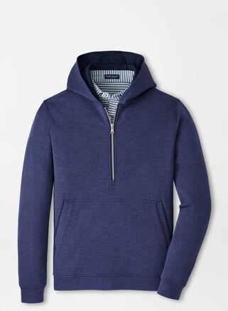 Peter Millar Mens Winsome Half-Zip Hoodie | Color: Blue Pearl | Size: XXL Product Image