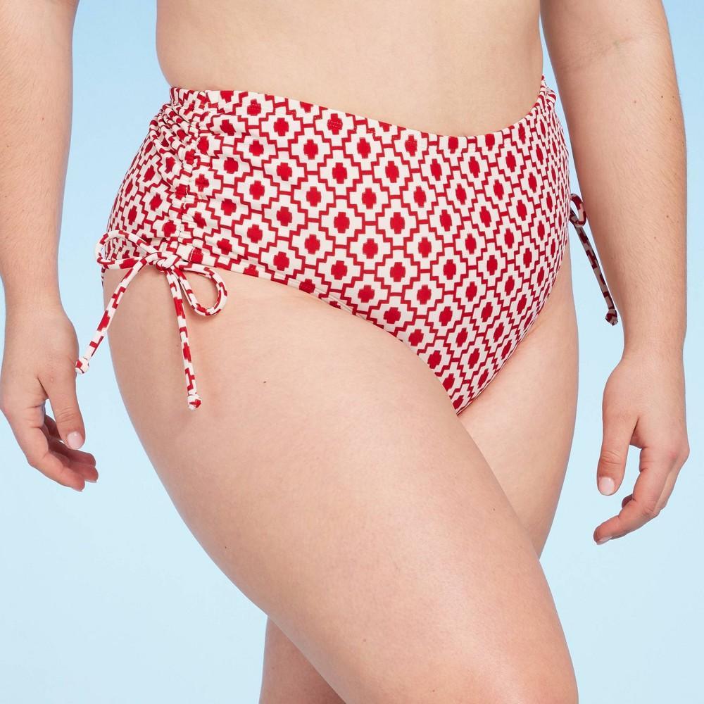 Womens Side Tunneled Hipster Bikini Bottom - Shade & Shore Red Geo Print Product Image