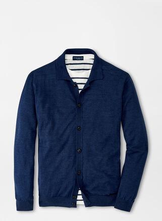 Peter Millar Mens Villa Full-Button Cardigan | Color: Dark Riviera Blue | Size: L Product Image