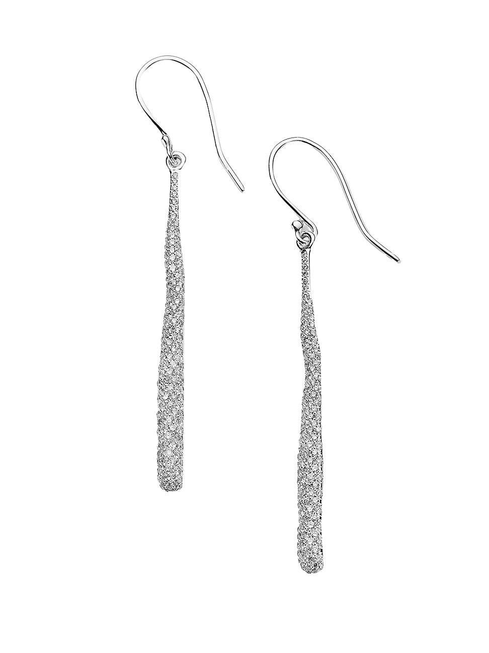 Womens Stardust Squiggle Stick Silver & Diamond Pav Earrings Product Image