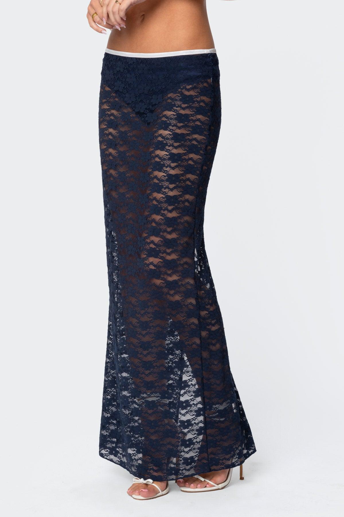 Vara Sheer Lace Maxi Skirt Product Image