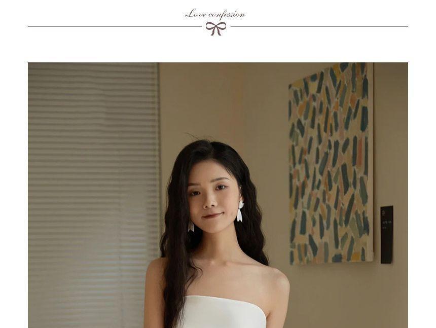 Strapless Plain Midi A-Line Wedding Dress Product Image