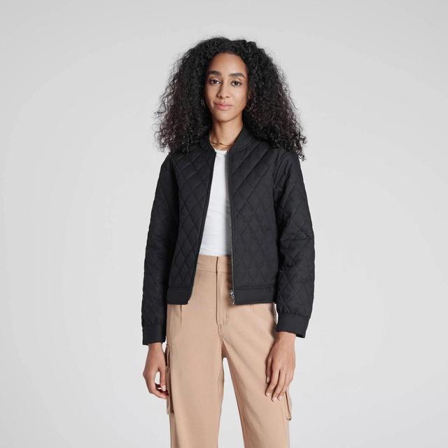 Womens Quilted Bomber Jacket - A New Day Black 3X Product Image