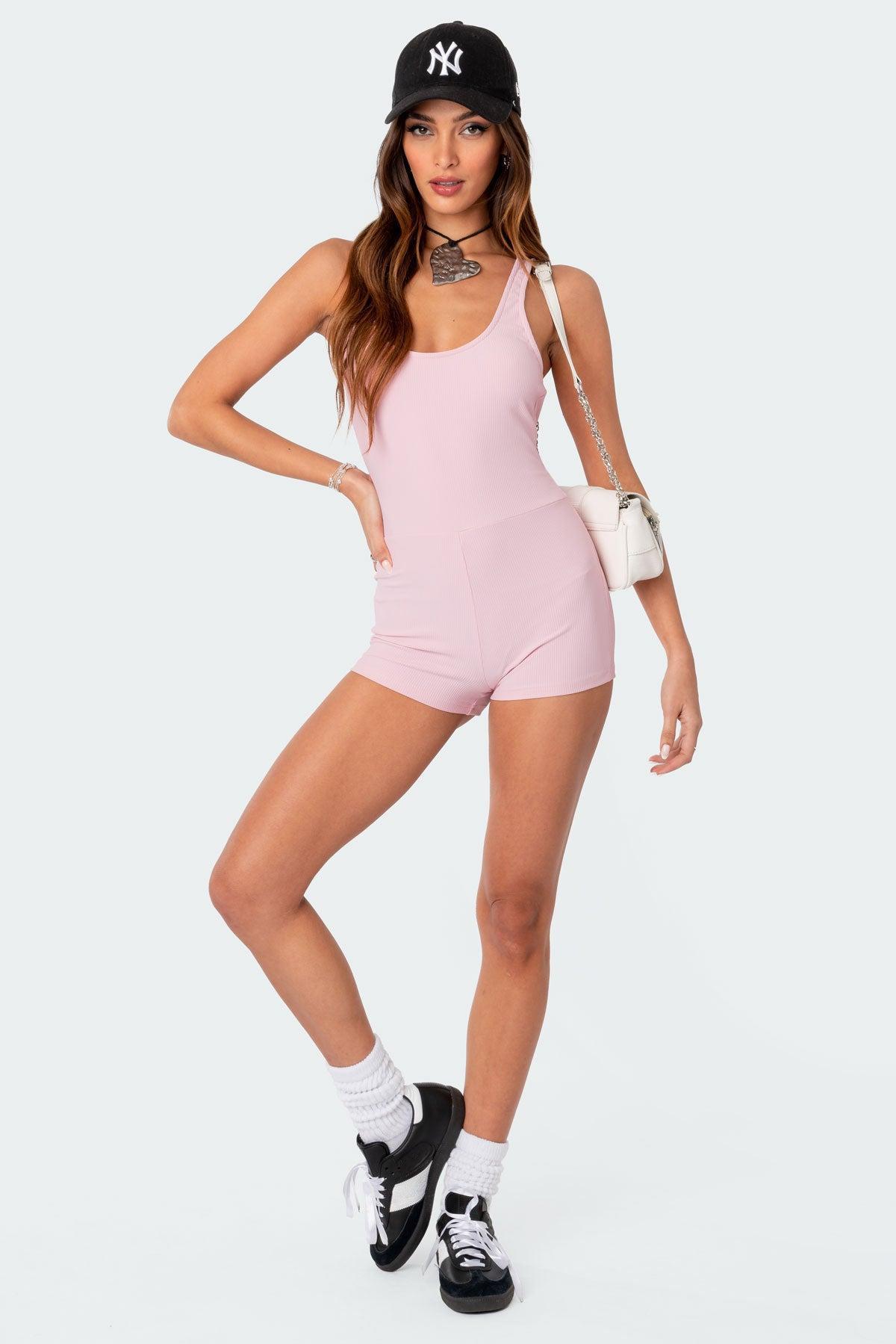 Drea Open Back Ribbed Romper Product Image