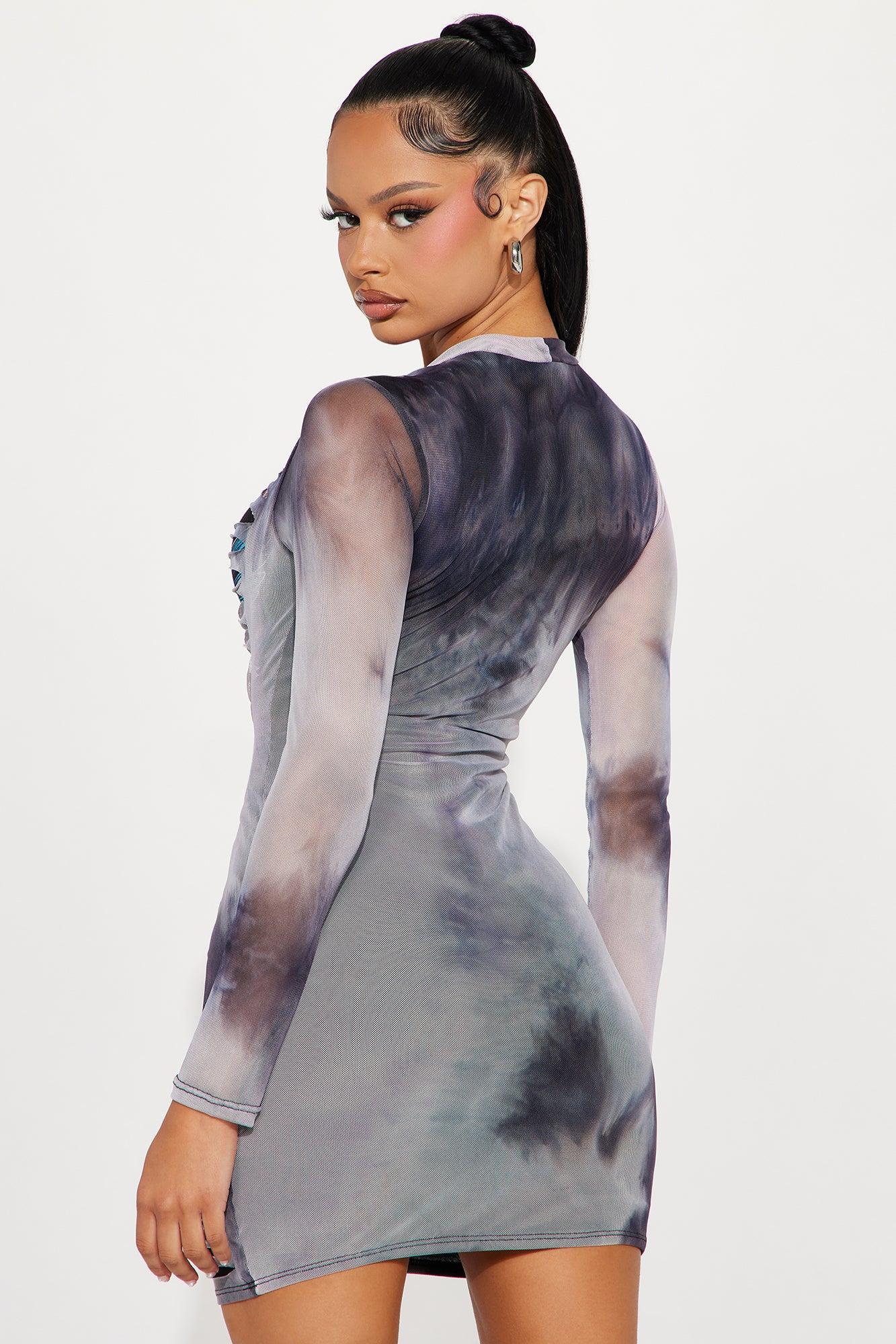 Rebel Rock Mini Dress - Grey/combo Product Image