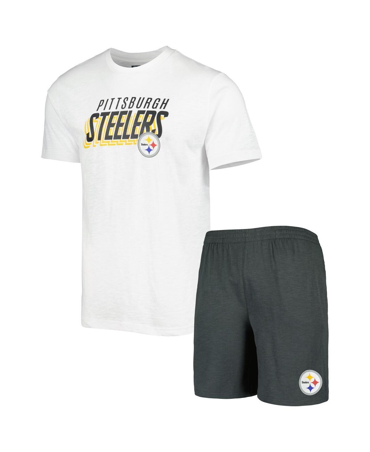 Mens Concepts Sport Charcoal Pittsburgh Steelers Downfield T-shirt Shorts Sleep Set - Charcoal Product Image