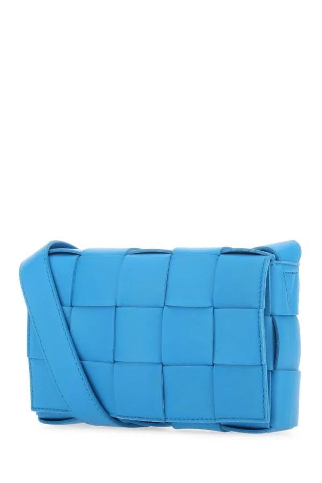 Woman Turquoise Leather Small Cassette Crossbody Bag In Blue Product Image