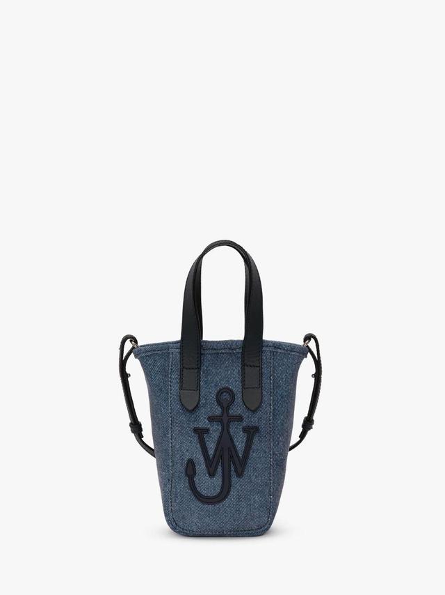 MINI BELT TOTE - MINI VELVET PRINTED DENIM TOTE BAG in blue | JW Anderson US  Product Image