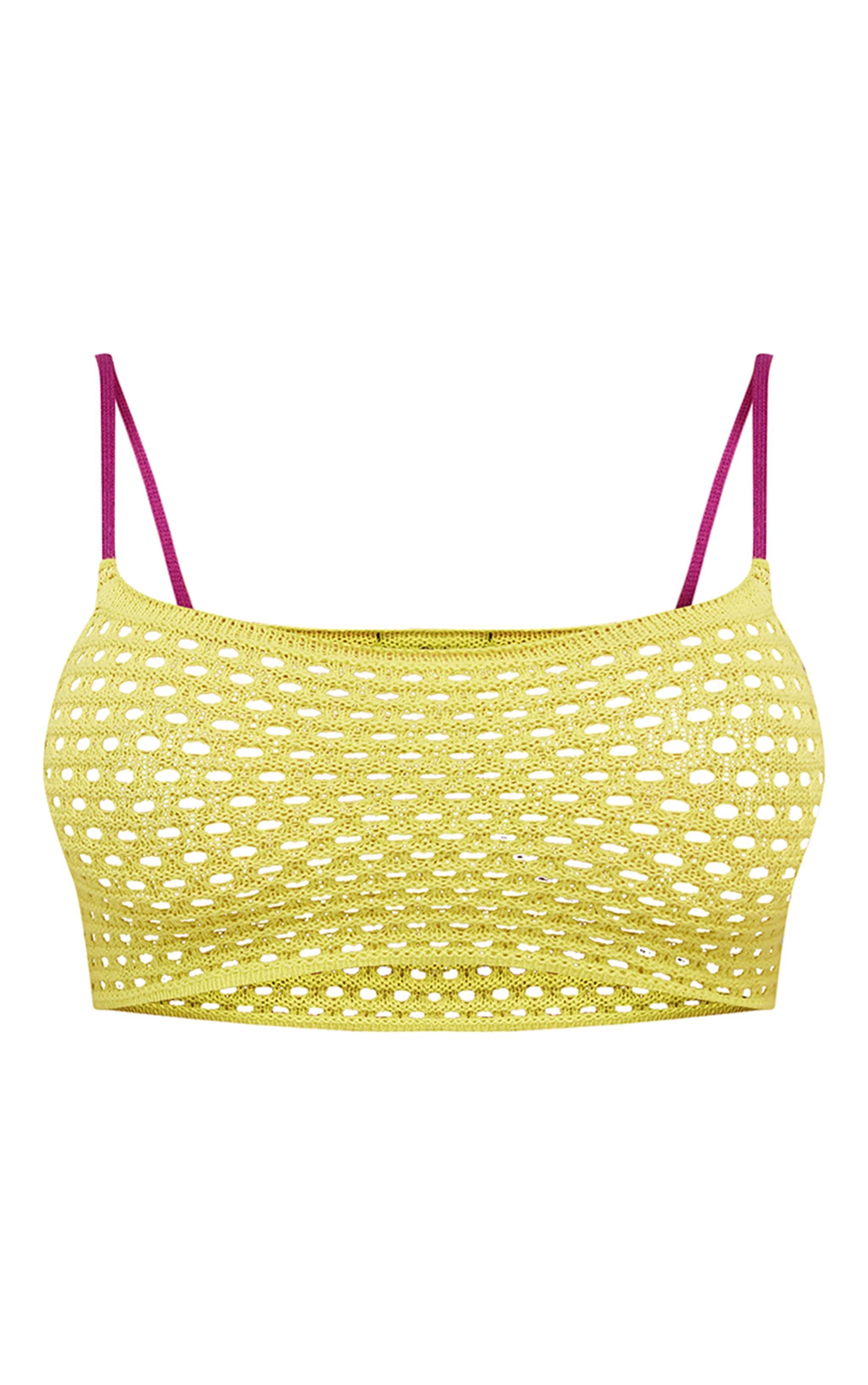 Shape Lime Knit Contrast Strappy Crop Top Product Image