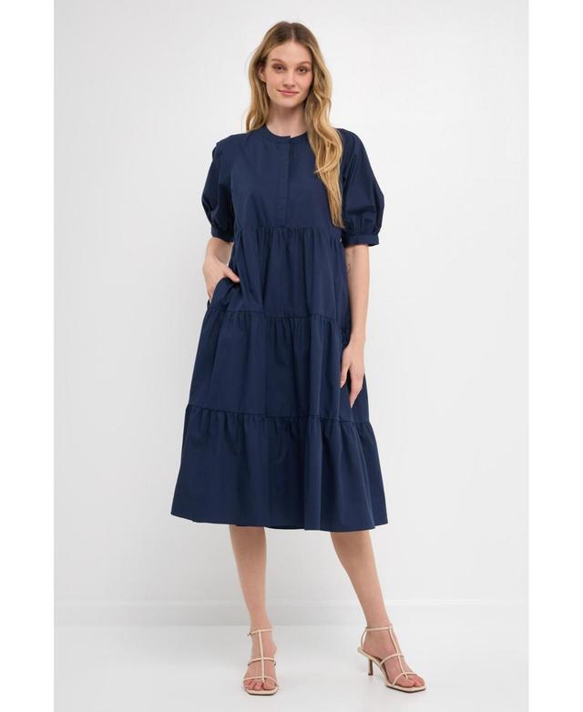 English Factory Womens Short Puff Sleeve Midi Dress Product Image