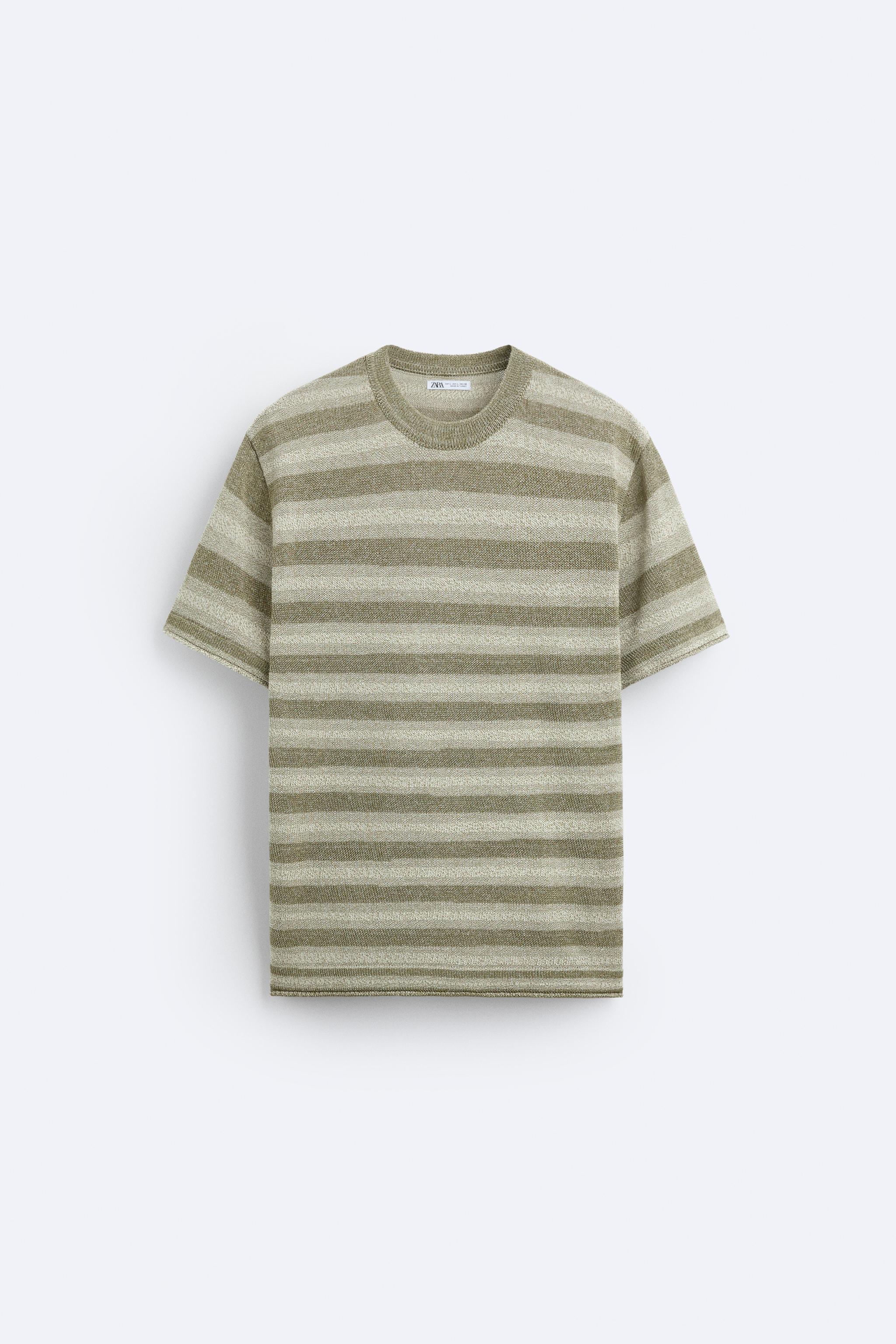 JACQUARD STRIPED KNIT T-SHIRT Product Image