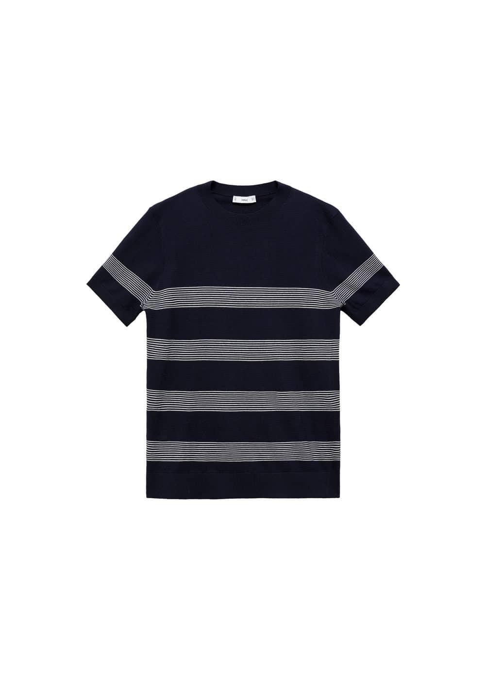 Mango Mens Striped Modal Cotton Knitted T-Shirt Product Image