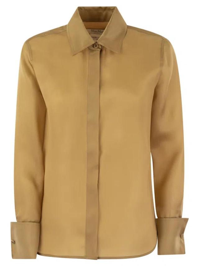 Nola Silk Organza Shirt In Leather Product Image