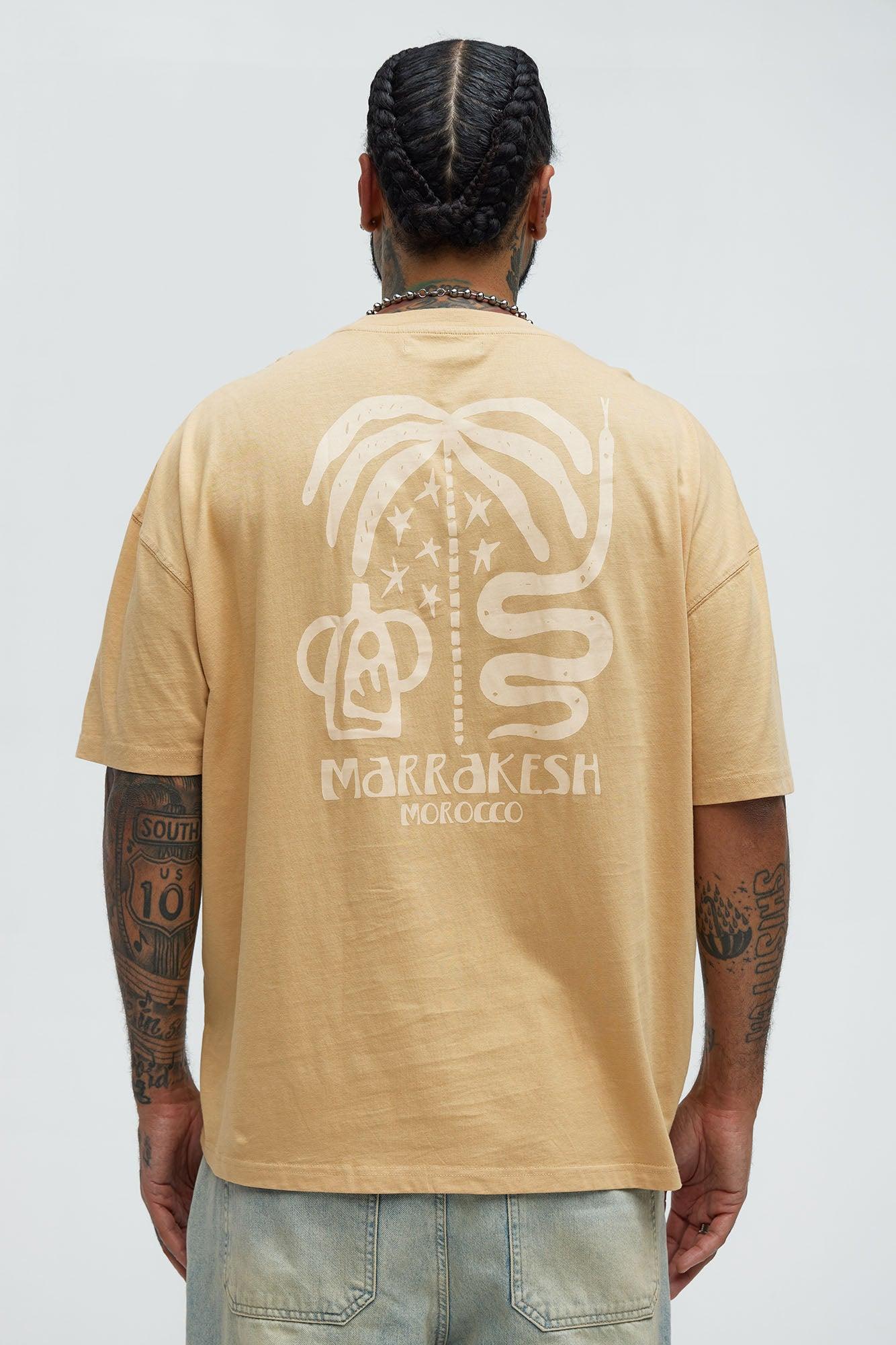 Marrakesh Morocco Oversized Short Sleeve Tee - Taupe Product Image