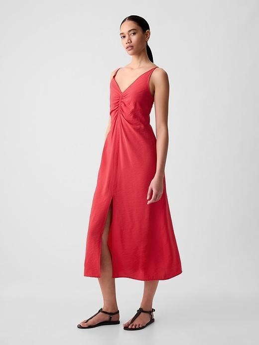 Ruched Slip Midi Dress Product Image