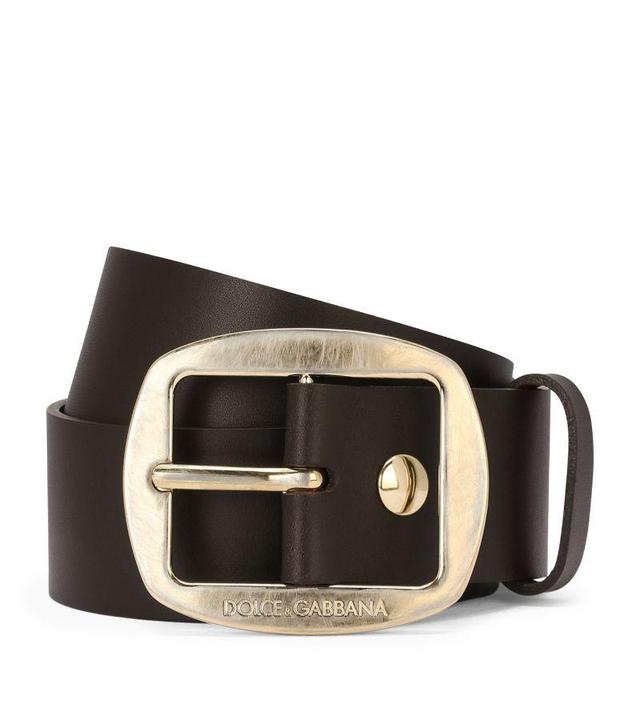 Leather Buckle Belt In Brown Product Image