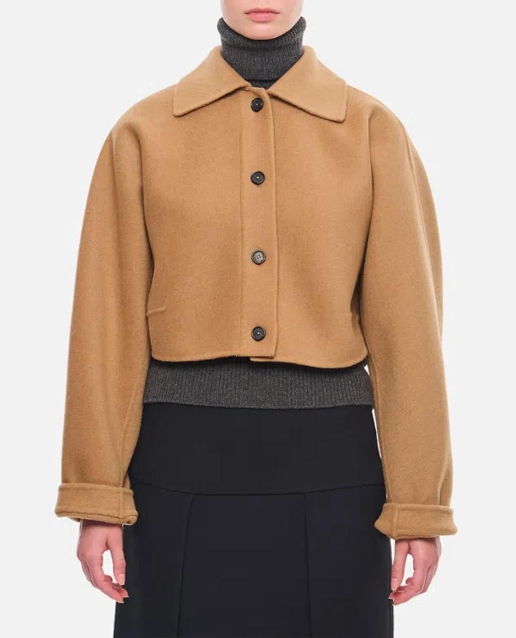 Sue Buttoned Wool Jacket In Beige Product Image