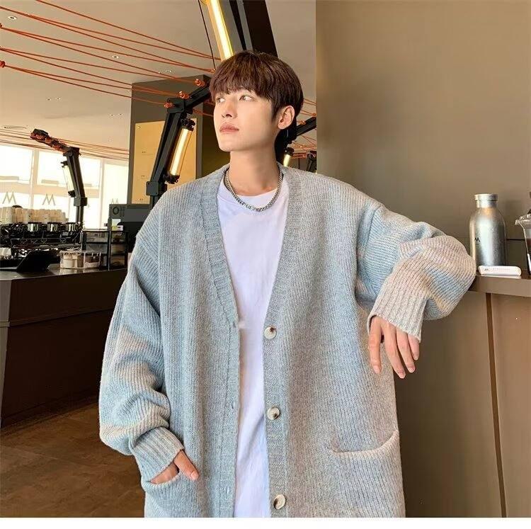 V-Neck Striped Fluffy Cardigan Product Image