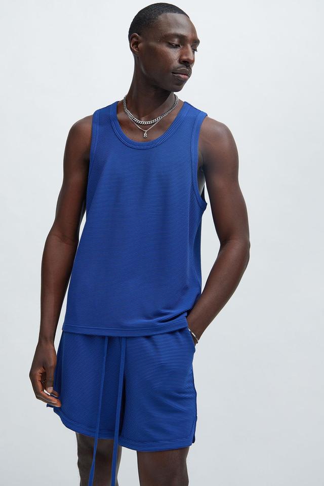 Zyler Textured Tank Top - Blue Product Image