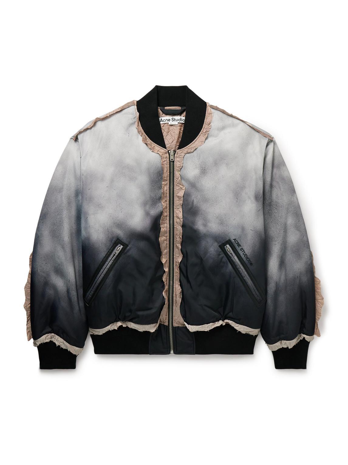 Distressed-effect Bomber Jacket In Faded Black Product Image