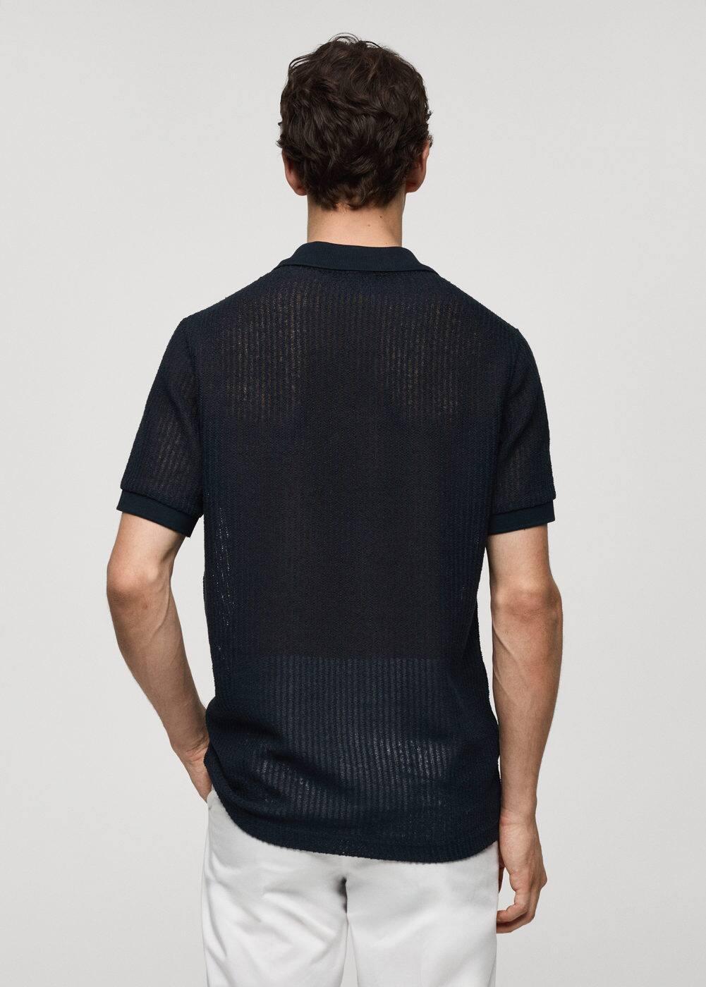 MANGO MAN - Regular fit openwork knit polo shirt dark navyMen Product Image