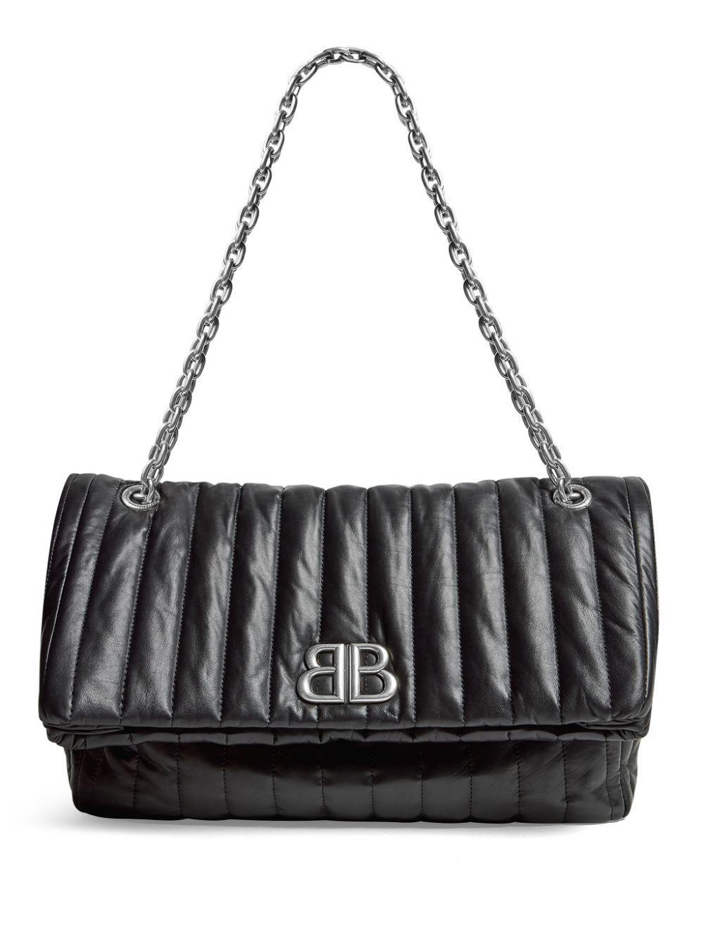 Medium Monaco Chain-strap Quilted Shoulder Bag In Black Product Image