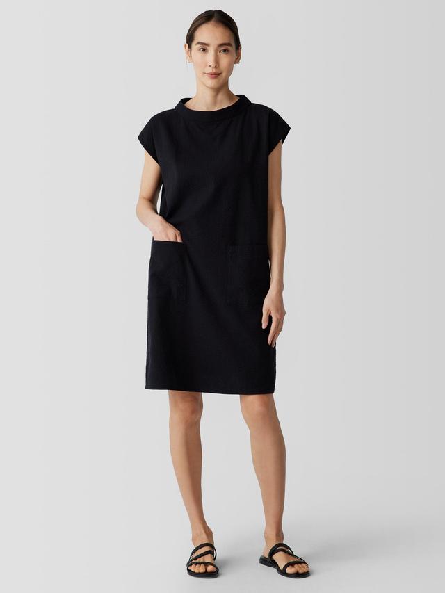 EILEEN FISHER Organic Cotton Ripple Mock Neck Dressfemale Product Image