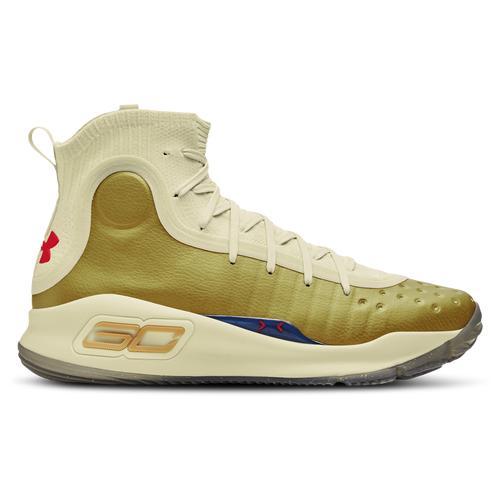 Under Armour Mens Steph Curry Under Armour Curry 4 Retro - Mens Shoes White/Gold/White Product Image