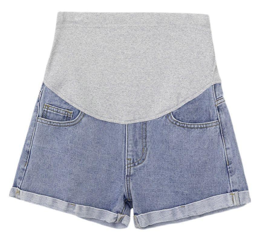 Maternity High Waist Washed Denim Shorts Product Image