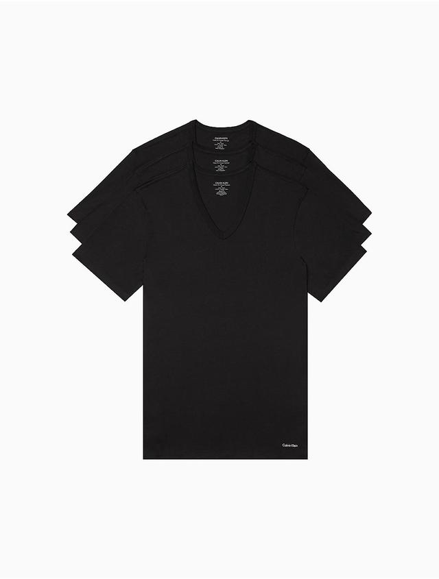 Calvin Klein Mens Cotton Slim Fit 3-Pack V-Neck T-Shirt - Black - S Product Image