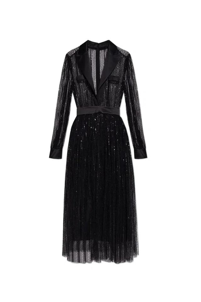 DOLCE & GABBANA Dolce&gabbana Sequin Sheer Long Sleeve Blazer Midi Dress In Black Product Image