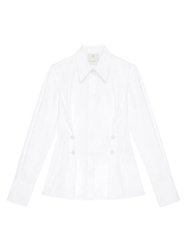 Womens Shirt In Poplin With Buttons And Pleated Effect Product Image