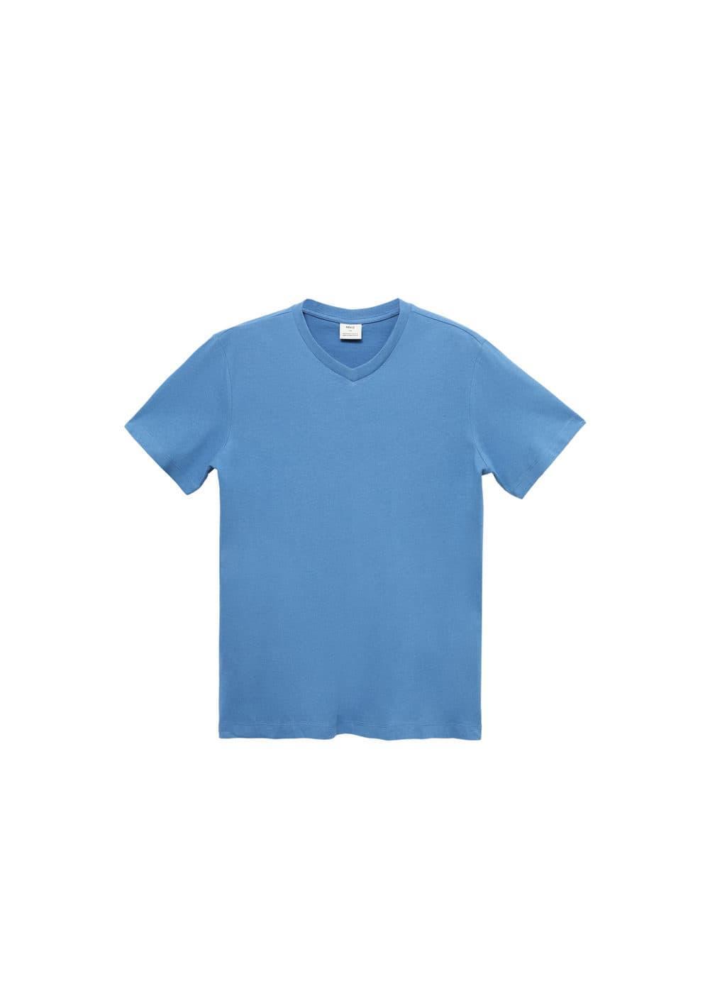 MANGO MAN - Slim-fit cotton V-neck t-shirt indigo blueMen Product Image